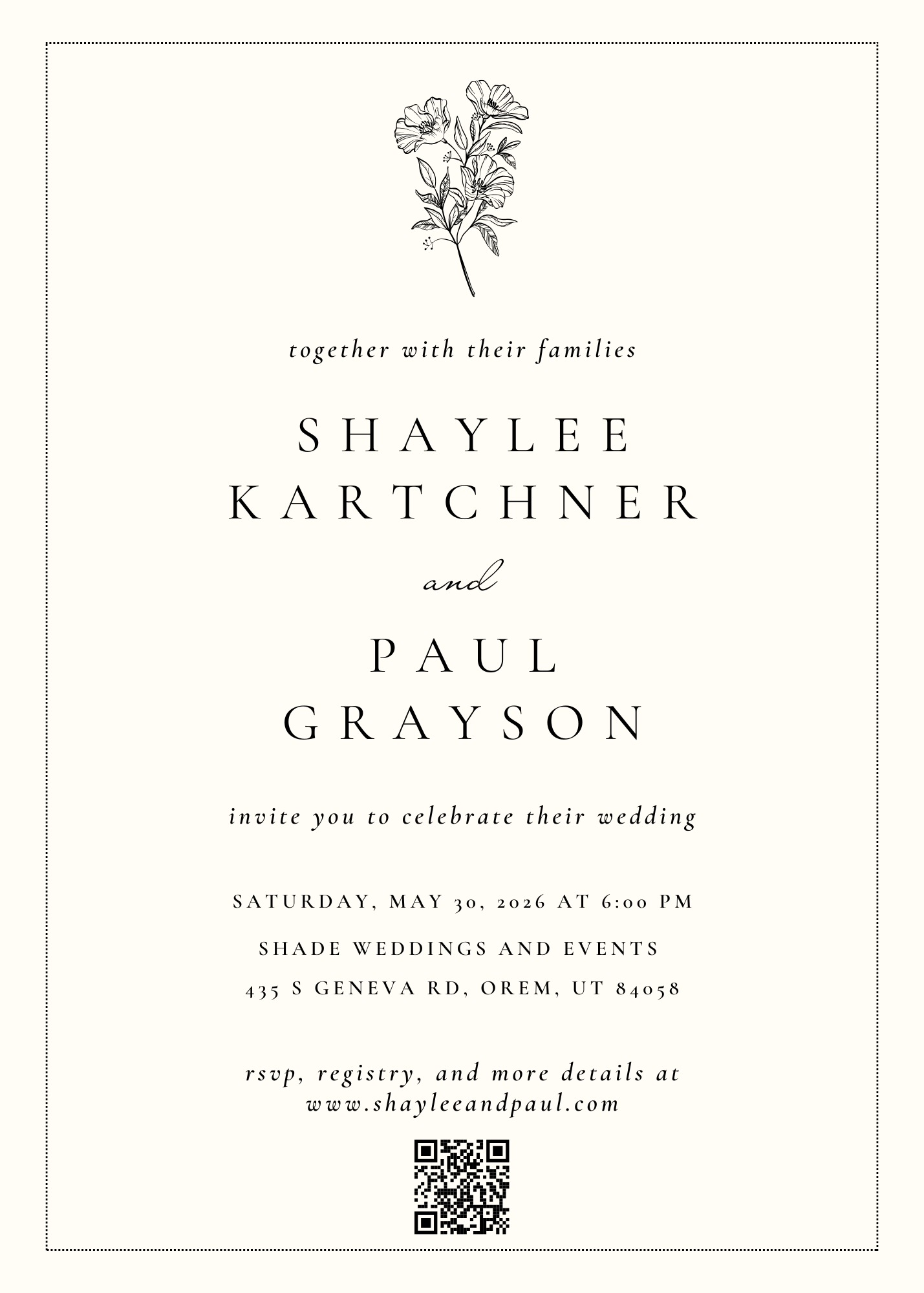Wedding Invitation - Shaylee & Paul, May 30, 2026